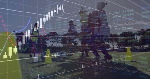 Young Female Soccer Team Training with Financial Growth Insight