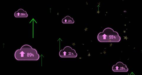 Cloud Computing Network with Data Upload Percentages - Download Free Stock Images Pikwizard.com