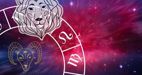 Zodiac Signs Against Vibrant Galaxy Background