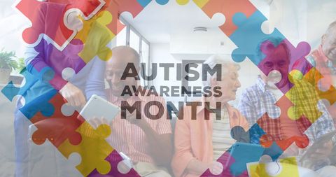 Colorful Puzzle Pieces for Autism Awareness in Senior Community