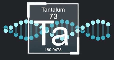 Tantalum Element Symbol with DNA Helix Background