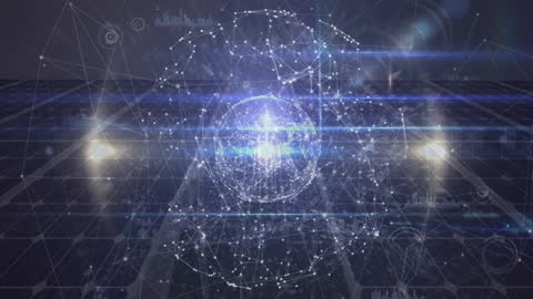 Digital Globe Connection Over Solar Panels Art