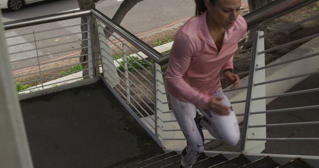 Active Woman Running Upstairs for Outdoor Workout - Download Free Stock Images Pikwizard.com