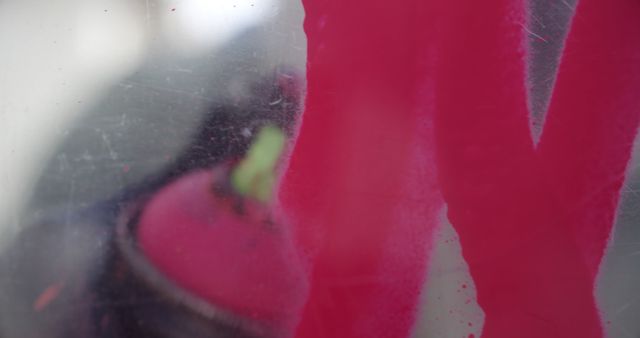 Close-up of Red Spray Paint on Glass Surface - Download Free Stock Images Pikwizard.com