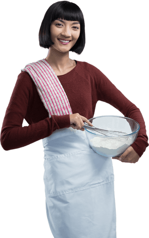 smiling female chef mixing flour with transparent background - Download Free Stock Videos Pikwizard.com