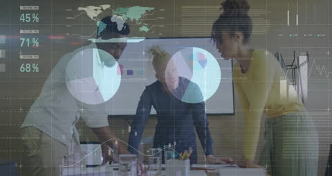 Diverse Team Collaborates with Financial Data Visualization