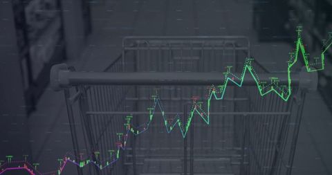 Financial Data Overlaid on Empty Shopping Cart in Store - Download Free Stock Images Pikwizard.com