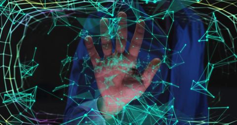 biometric hand authentication with digital network overlay - Download Free Stock Images Pikwizard.com