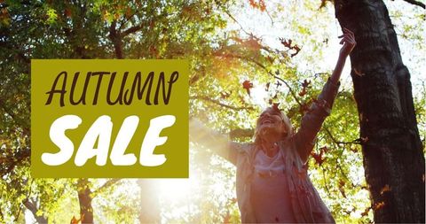 Joyful Autumn Sale Celebration in Sunlit Forest - Download Free Stock Images Pikwizard.com