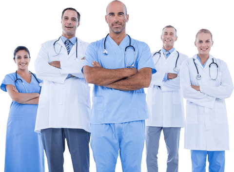 Transparent confident medical team in professional attire