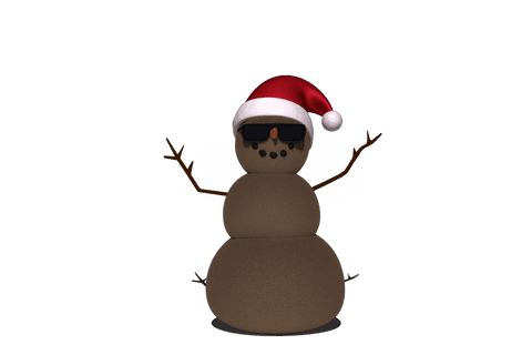 Cool brown snowman in sunglasses on transparent background