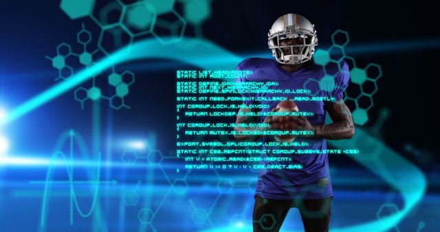 American Football Player Analyzing Game Strategy with Digital Data Overlay - Download Free Stock Images Pikwizard.com