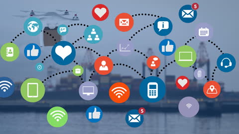 Social Media Icons Integration Over Drone Technology