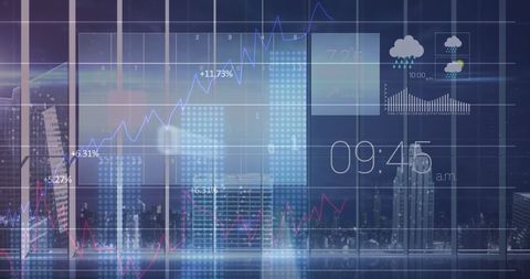 Futuristic Digital Cityscape with Data Overlay and Infographics - Download Free Stock Images Pikwizard.com