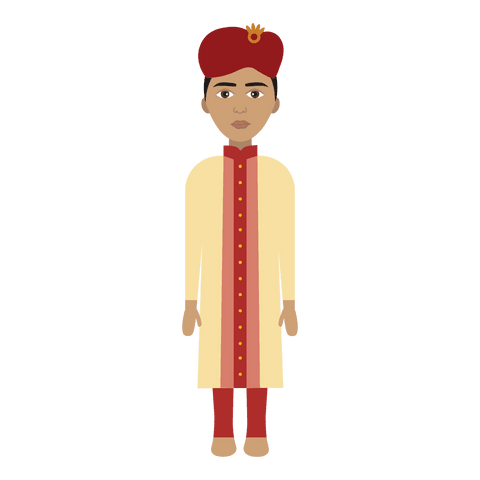 Asian Man in Traditional Costume on Transparent Background