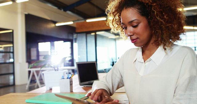 Young Professional Woman Working on Tablet in Modern Office - Download Free Stock Images Pikwizard.com