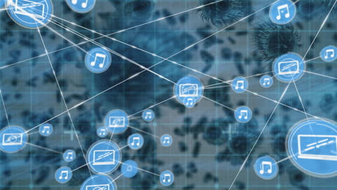 Digital Network Overlaid on Virus Cell Graphics