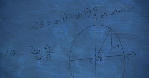 Handwritten Trigonometric Calculations on Chalkboard Background - Download Free Stock Images Pikwizard.com