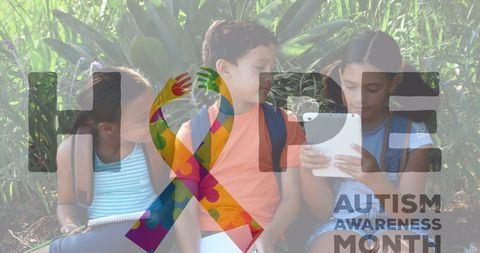 Children with Tablets during Autism Awareness Month
