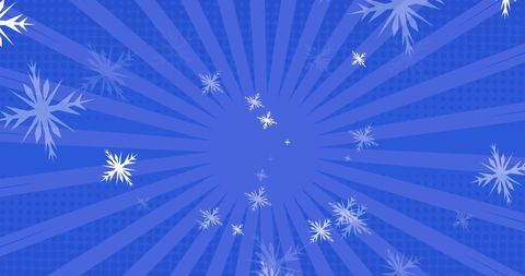 Falling Snowflakes on Vibrant Blue Background