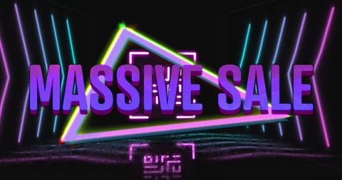 Massive Sale Neon Text with Digital Background