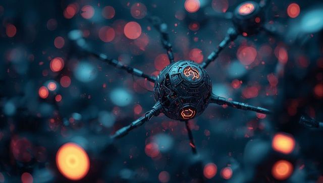 Futuristic Drone with Orange Glow in Abstract Sci-Fi Landscape