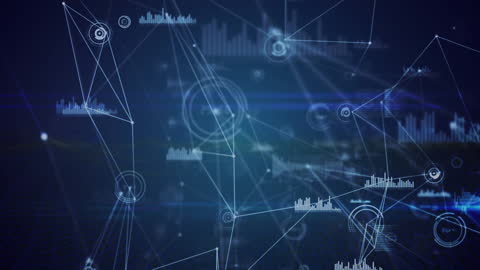 Blue Digital Interface with Network Connections and Data