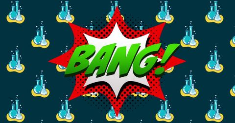 Comic Bang in Pop Art Style with Laboratory Beakers - Download Free Stock Images Pikwizard.com