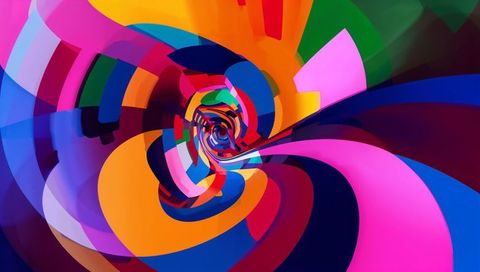 Vibrant Spiral Tunnel of Translucent Ribbons Colorful Kaleidoscopic Vortex Dynamic Gradient