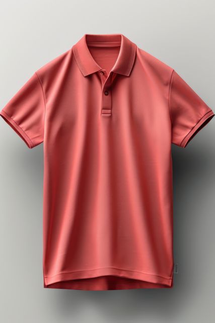 Red polo shirt on grey background, created using generative ai technology. Fashion and clothes concept digitally generated image.