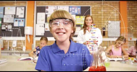 Enthusiastic Boy Conducting Chemistry Experiment in Classroom - Download Free Stock Images Pikwizard.com