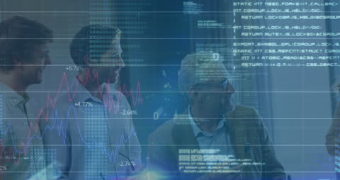 Diverse Business Team Engaged in Data Analysis with Digital Graphs