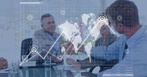 Global Business Meeting with Digital Data Interface