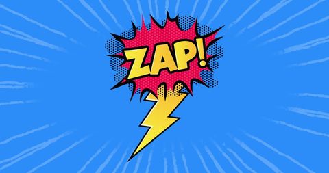 Comic Style 'Zap!' Text with Lightning Bolt and Blue Background - Download Free Stock Images Pikwizard.com