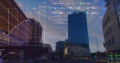 Futuristic Data Graphs Superimposed on Urban Skyline - Download Free Stock Images Pikwizard.com