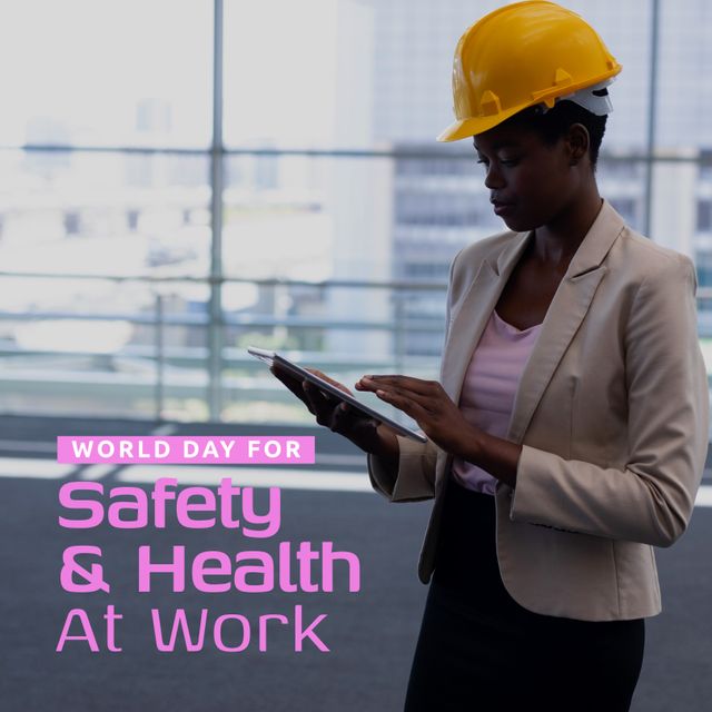 African American Female Architect Celebrating World Safety and Health Day - Download Free Stock Templates Pikwizard.com