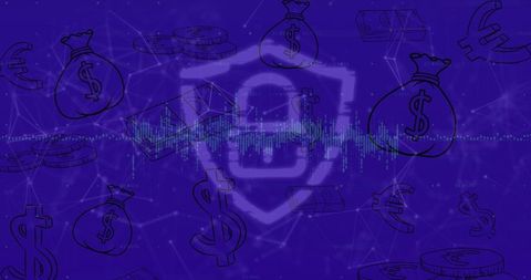 Digital Security Represented with Finance Symbols on a Network Background
