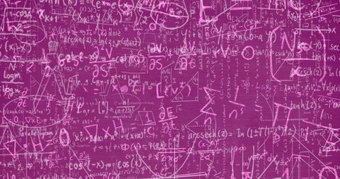Mathematical equations with pink background for education