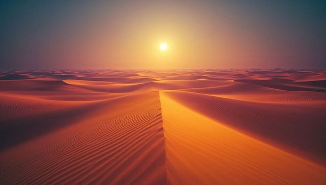 Scenic Desert Dunes Sunlit Enchantment at Sunrise