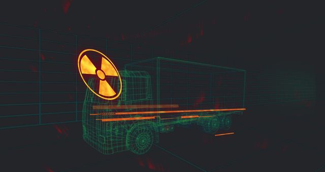 Radiation Warning Against Digital Futuristic Truck Over Dark Background - Download Free Stock Images Pikwizard.com