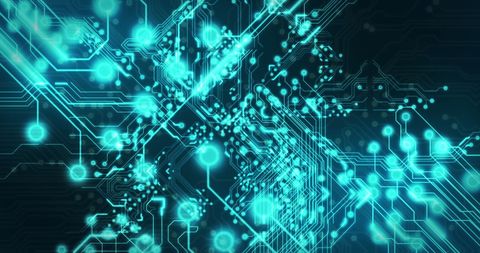 Abstract Glowing Circuit Board Background with Digital Pattern - Download Free Stock Images Pikwizard.com