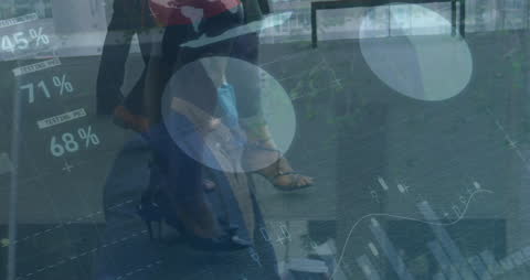 Business Professionals Walking Graphs Overlay Finance Concept