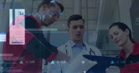 Healthcare Professionals Analyzing Data in Modern Hospital