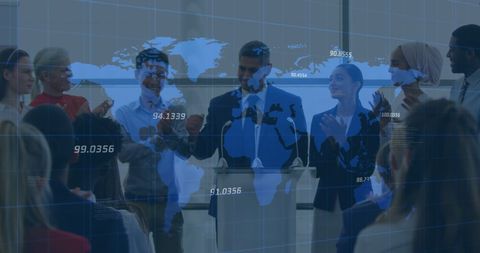 Diverse Business Team Discussing Global Financial Data