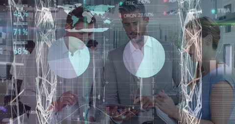 Business Professionals Analyzing Global Data Statistics