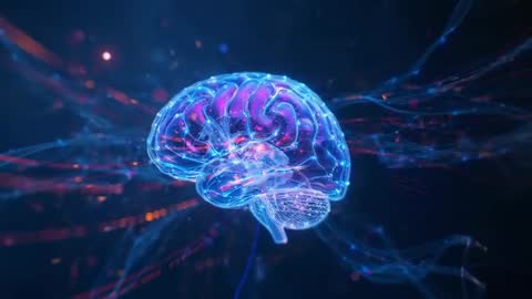 Neural Hologram with Pulsating Digital Waves Future Concept