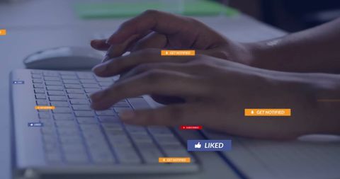 Hands Typing with Social Media Notifications on Keyboard - Download Free Stock Images Pikwizard.com