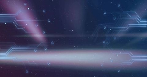 Futuristic digital network with neon circuitry