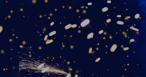 Dynamic Celebration with Champagne and Falling Stars