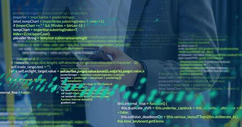 Business executive integrates tablet technology with code projection